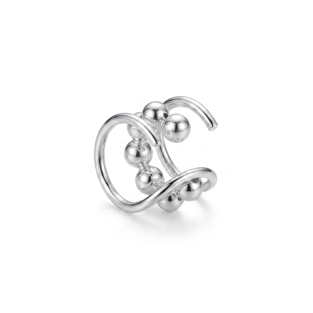 EARCUFF ESPIRAL MILITAR PLATA BLANCO