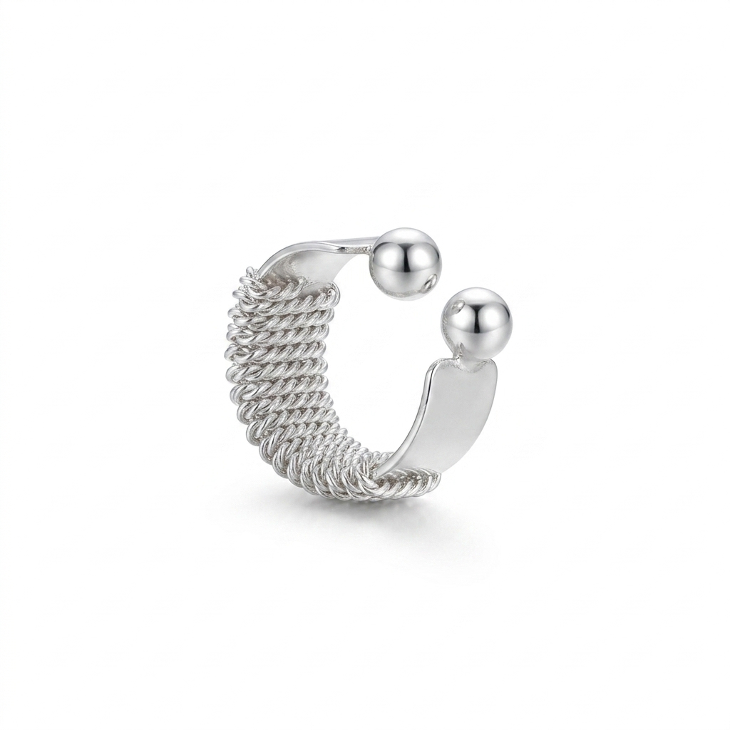 EARCUFF CORDON DE SAN FRANCISCO PLATA BLANCO