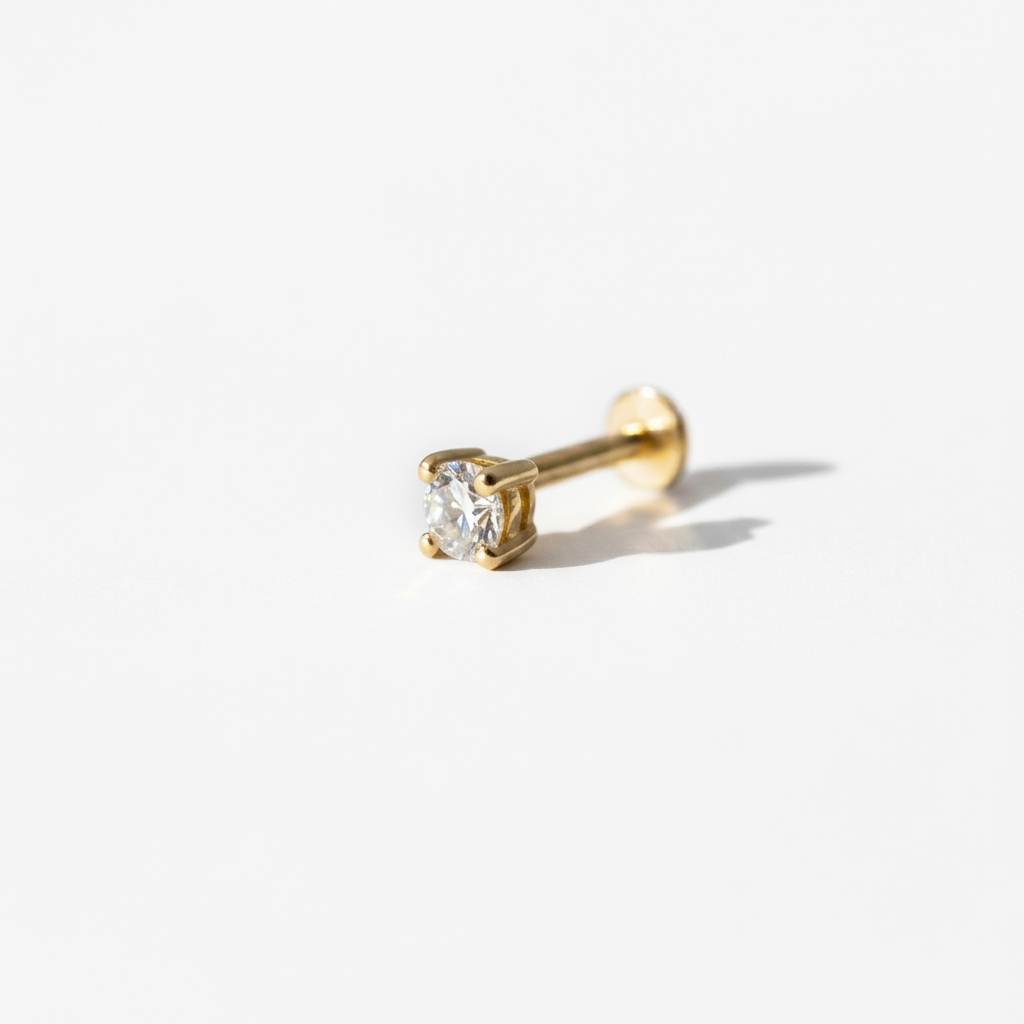 LABRET SOLITARIO UÑAS REDONDA ORO 750 AMARILLO