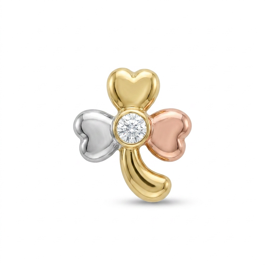 TOP ESTÁNDAR TREBOL ORO 730 TRICOLOR CIRCÓN BLANCO