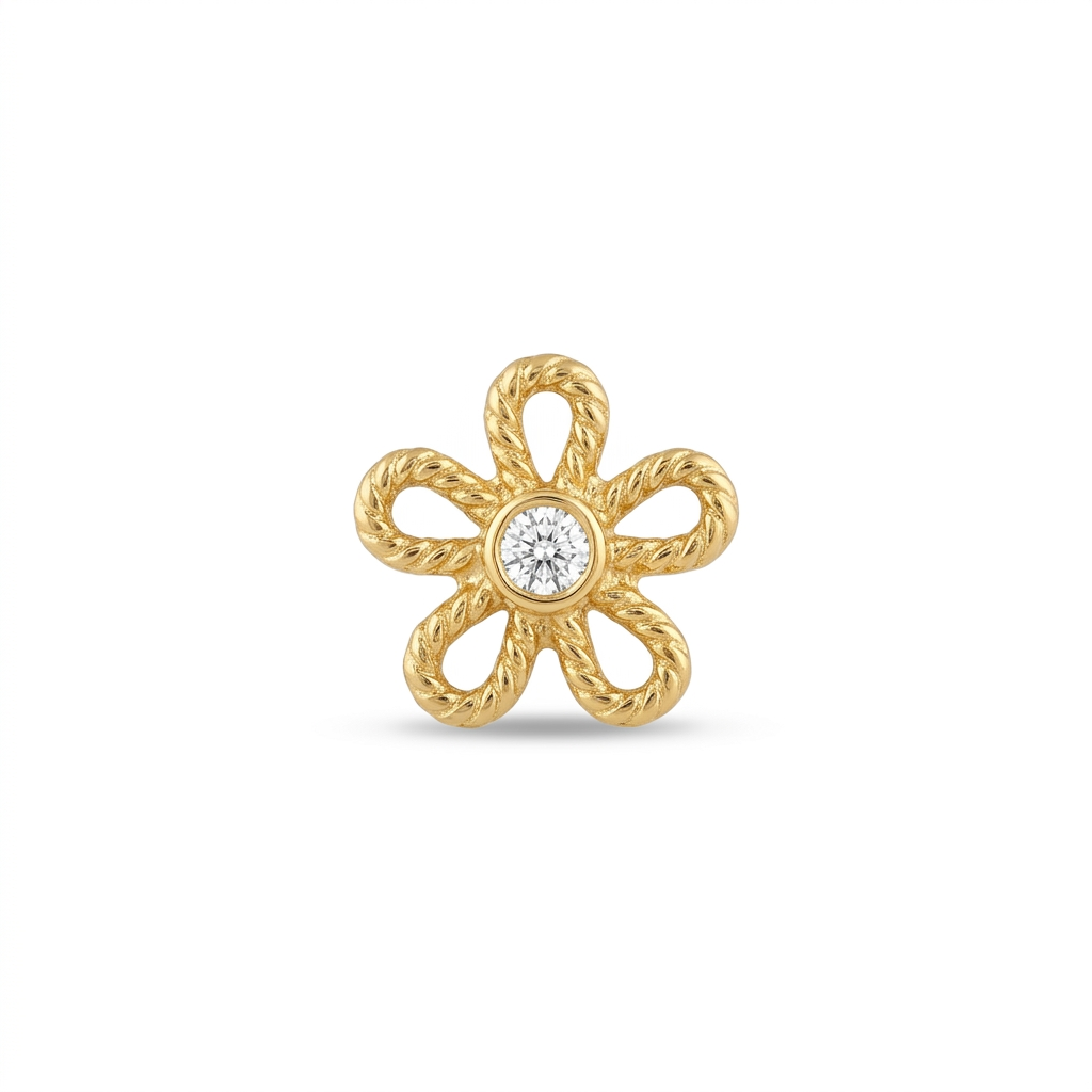 TOP ESTÁNDAR FLOR CONTORNO LISO ORO 730 AMARILLO CIRCÓN BLANCO