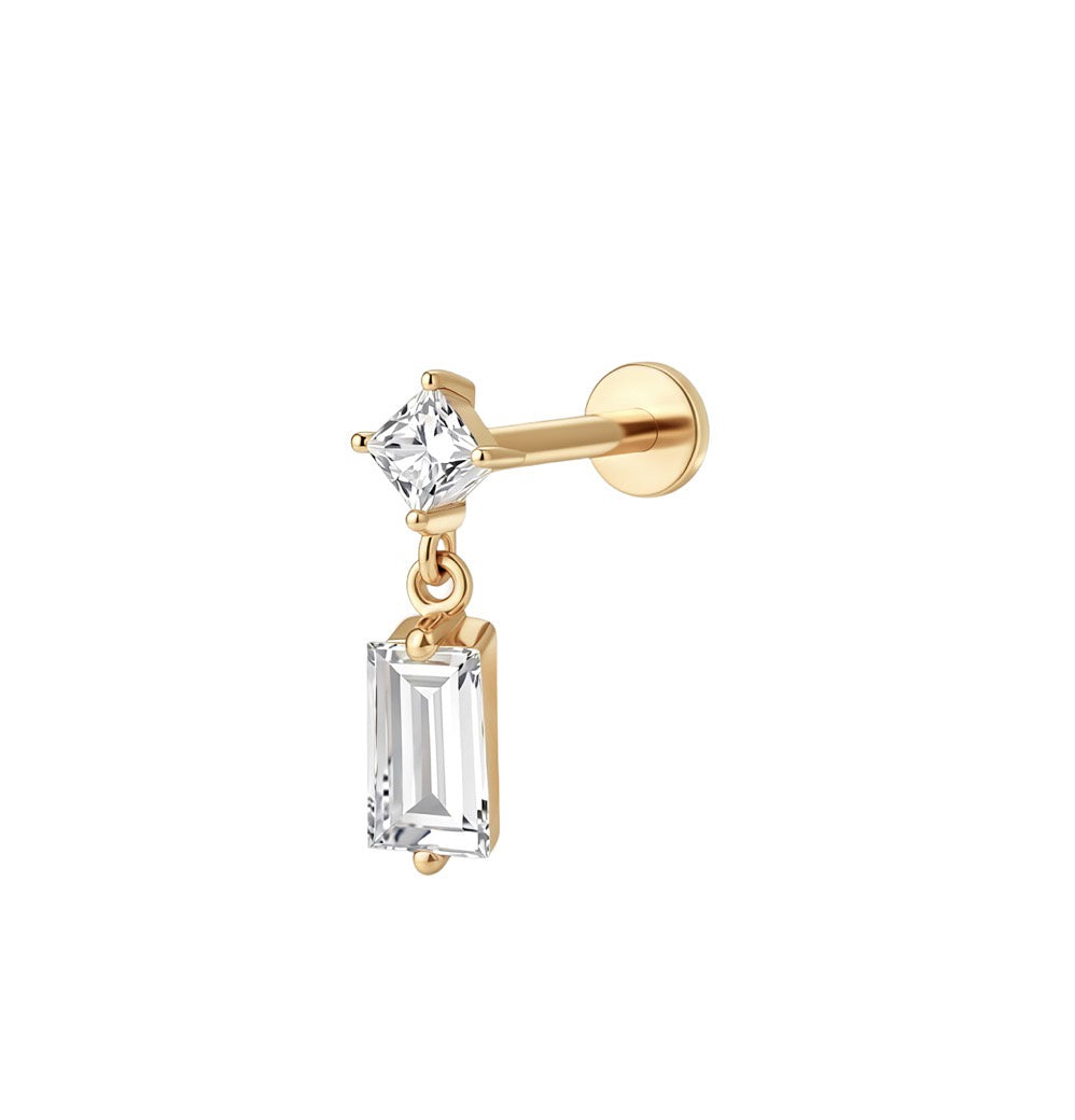 LABRET SOLITARIO CAJA CUADRADA ORO 750 AMARILLO