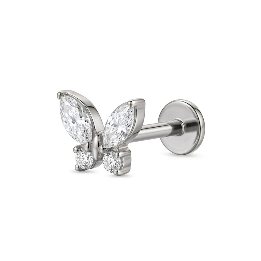 LABRET MARIPOSA TITANIO BLANCO CIRCÓN
