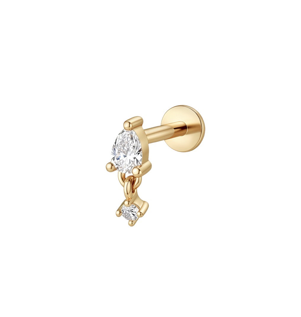 LABRET SOLITARIO ACOMPAÑADO ORO 750 AMARILLO