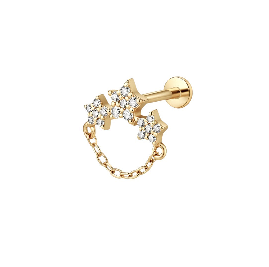 LABRET TRIPLE ESTRELLA CADENA ORO 750 AMARILLO