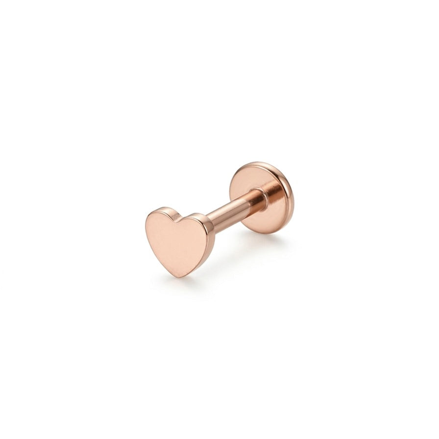 LABRET CORAZÓN PLANO LISO TITANIO ROSA