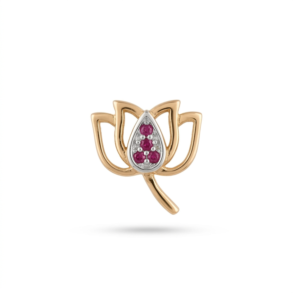 TOP ESTÁNDAR FLOR CONTORNO LISO ORO 730 ROSA CIRCÓN ROJO