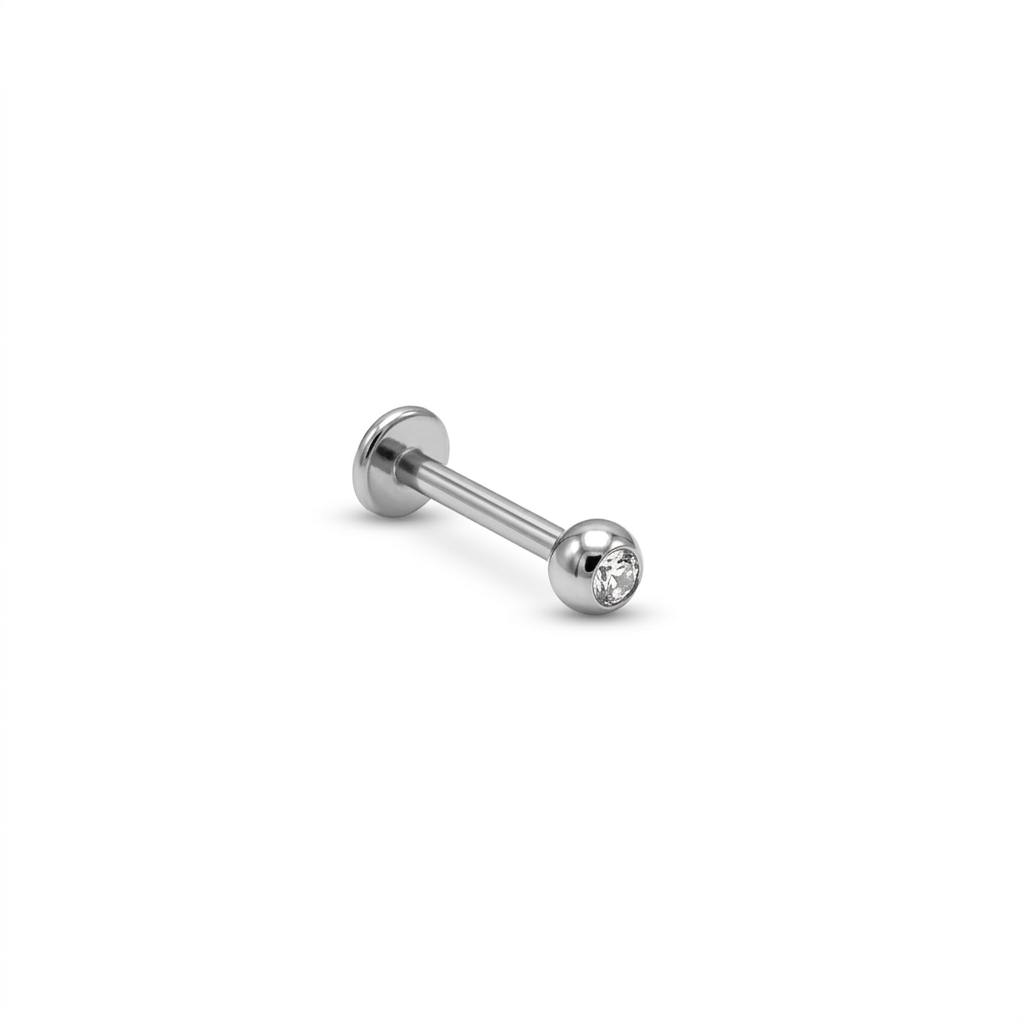 LABRET SOLITARIO CAJA REDONDA TITANIO BLANCO CIRCÓN BLANCO