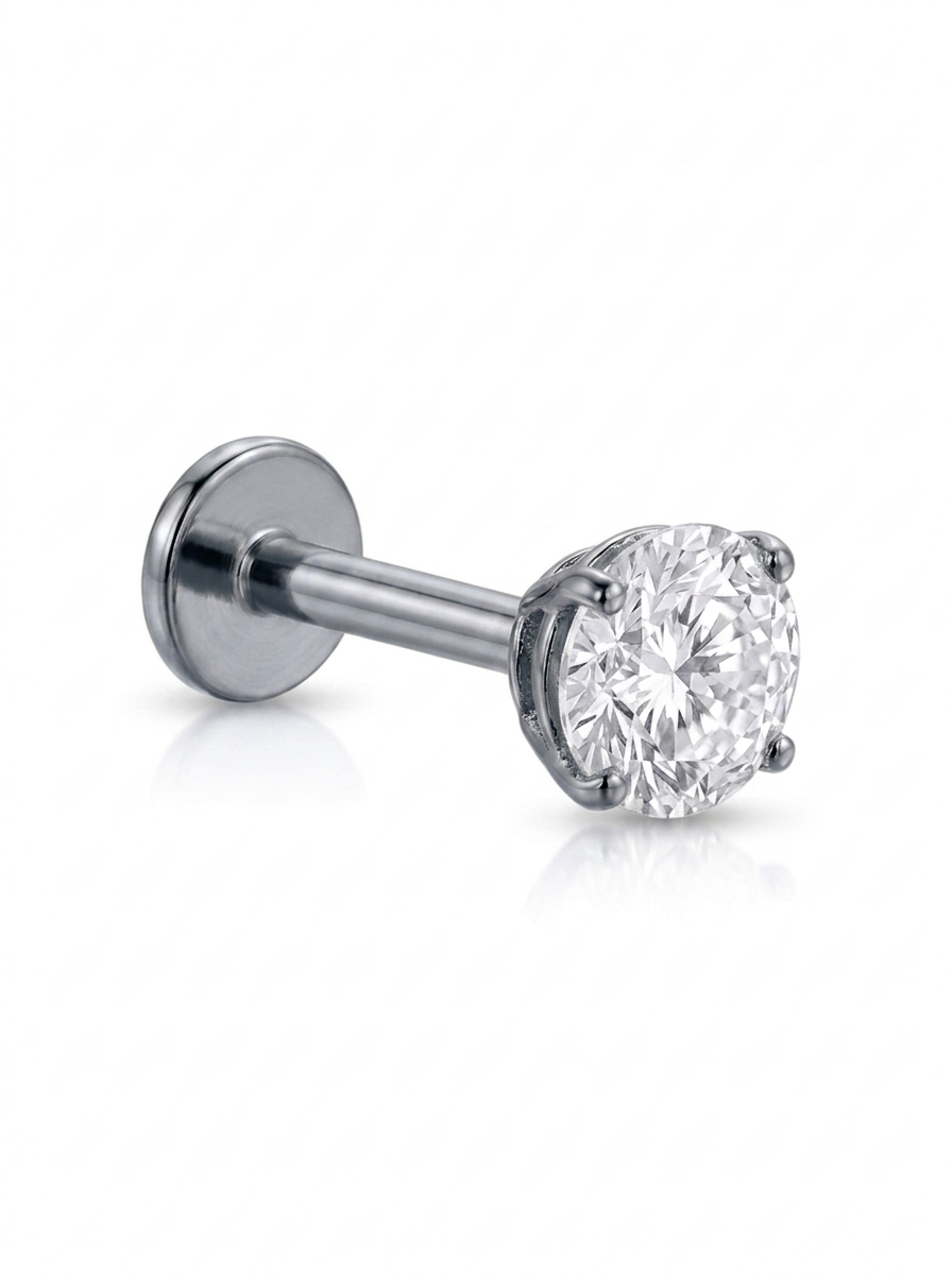 LABRET SOLITARIO UÑAS REDONDA TITANIO BLANCO CIRCÓN