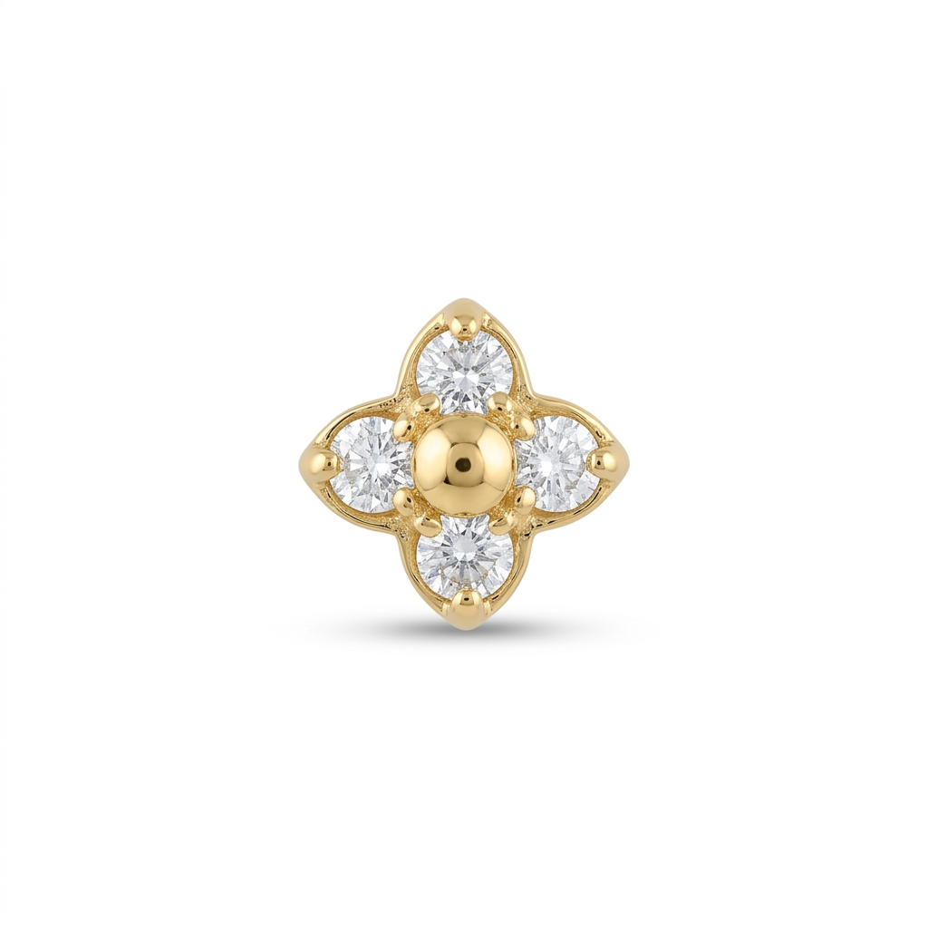TOP ESTÁNDAR FLOR CUATRO PUNTAS ORO 730 AMARILLO CIRCÓN BLANCO