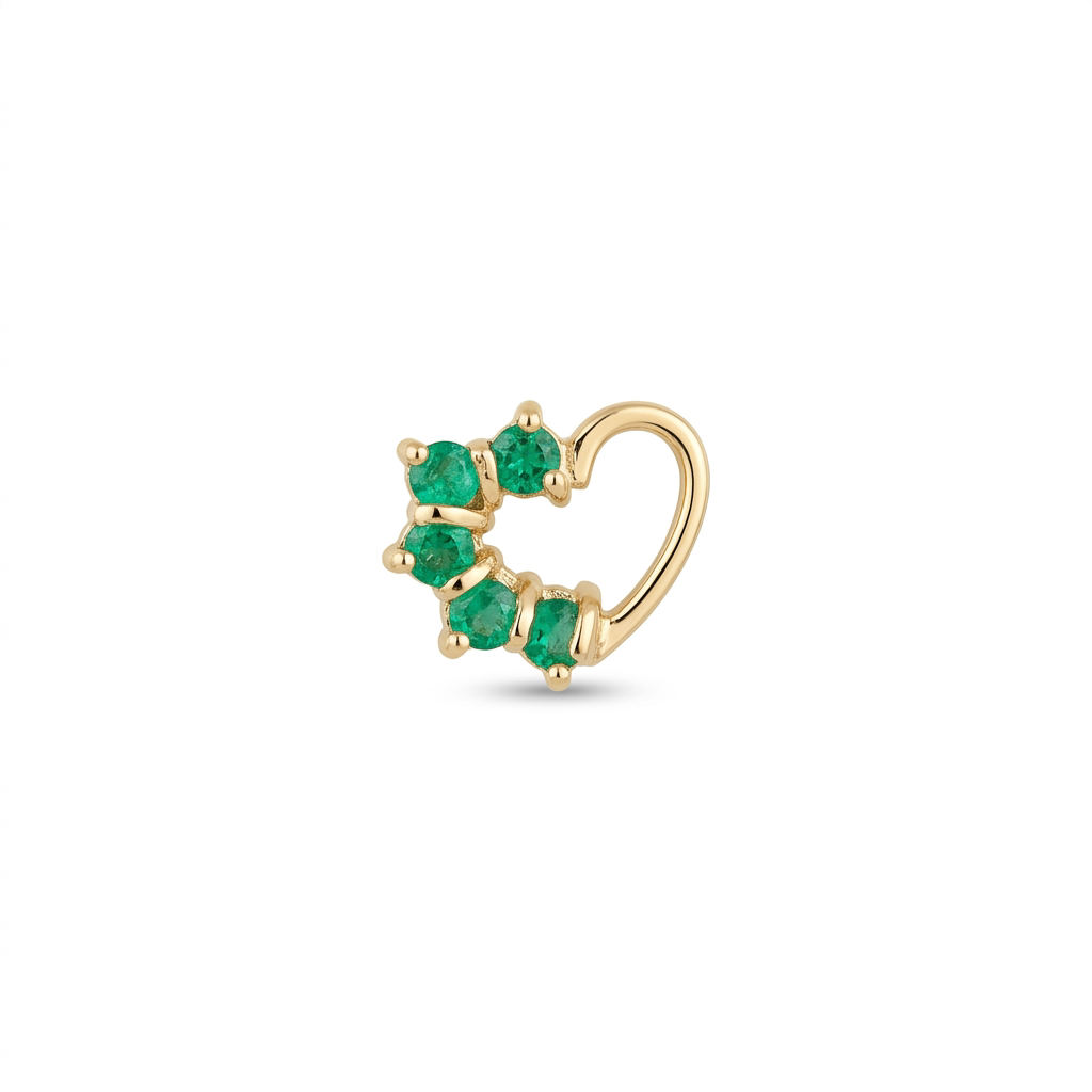 TOP ESTÁNDAR CORAZÓN ENGASTE UÑAS ORO 730 AMARILLO CIRCÓN VERDE