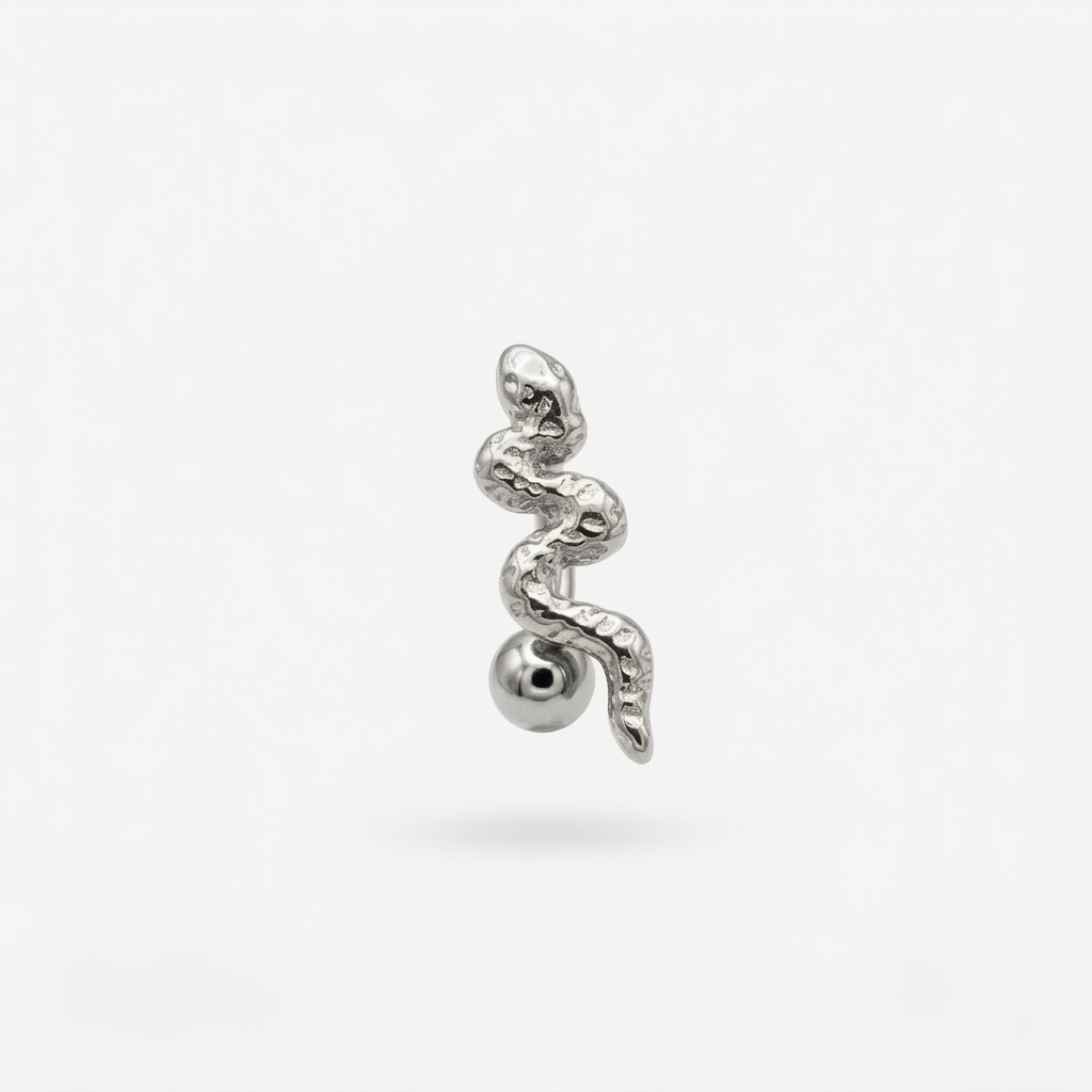 LABRET SERPIENTE ACERO BLANCO