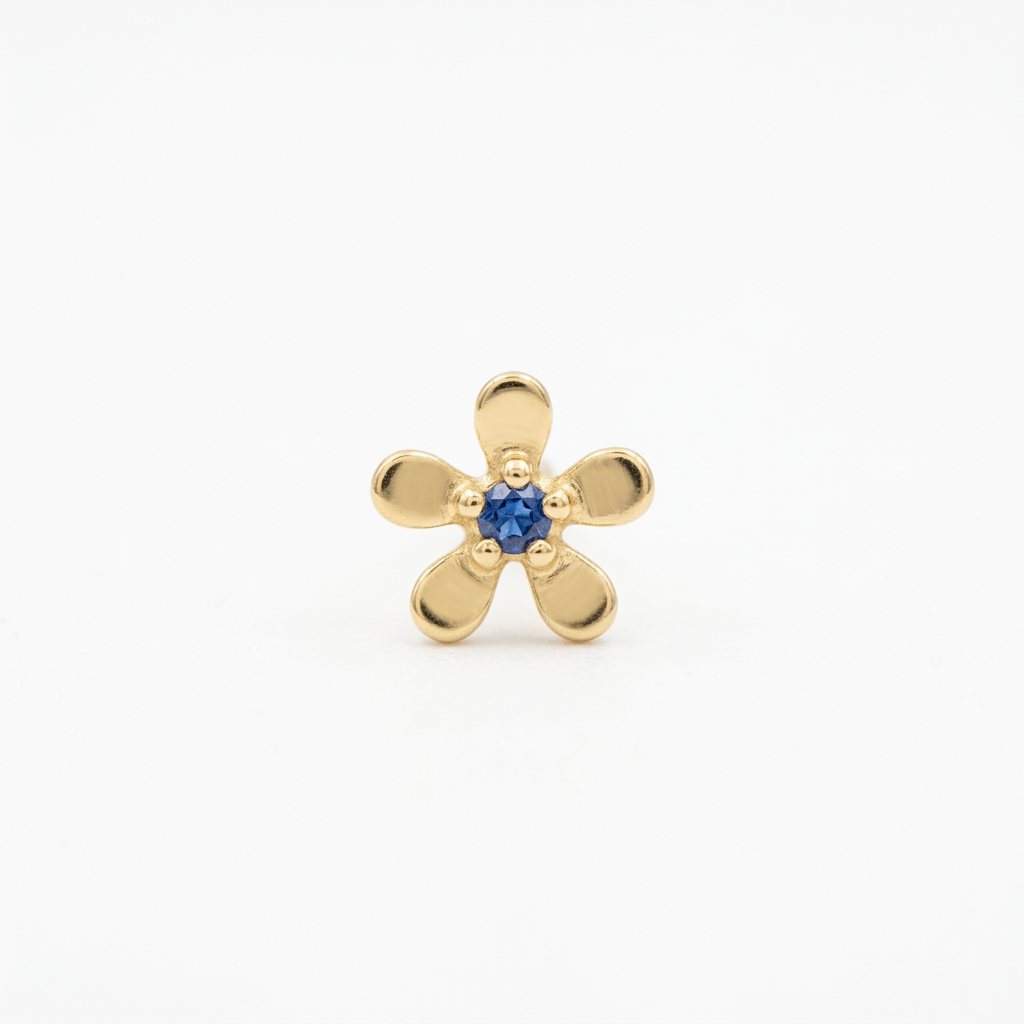 TOP ESTÁNDAR FLOR 5 PUNTAS ORO 730 AMARILLO CIRCÓN AZUL