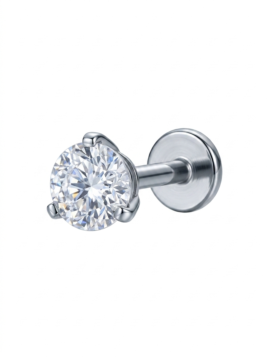 LABRET SOLITARIO UÑAS REDONDA TITANIO BLANCO CIRCÓN