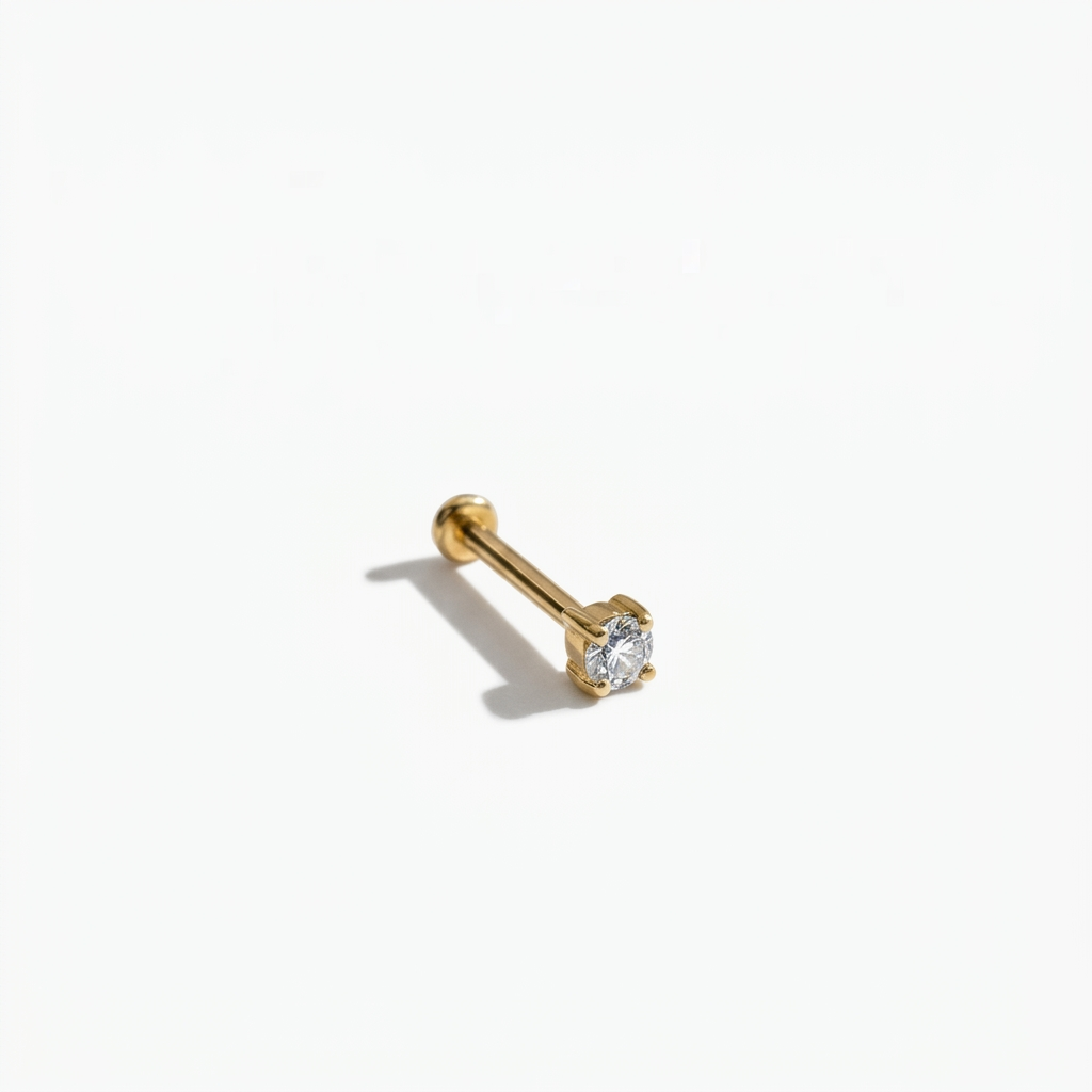 LABRET SOLITARIO UÑAS REDONDA ORO 750 AMARILLO