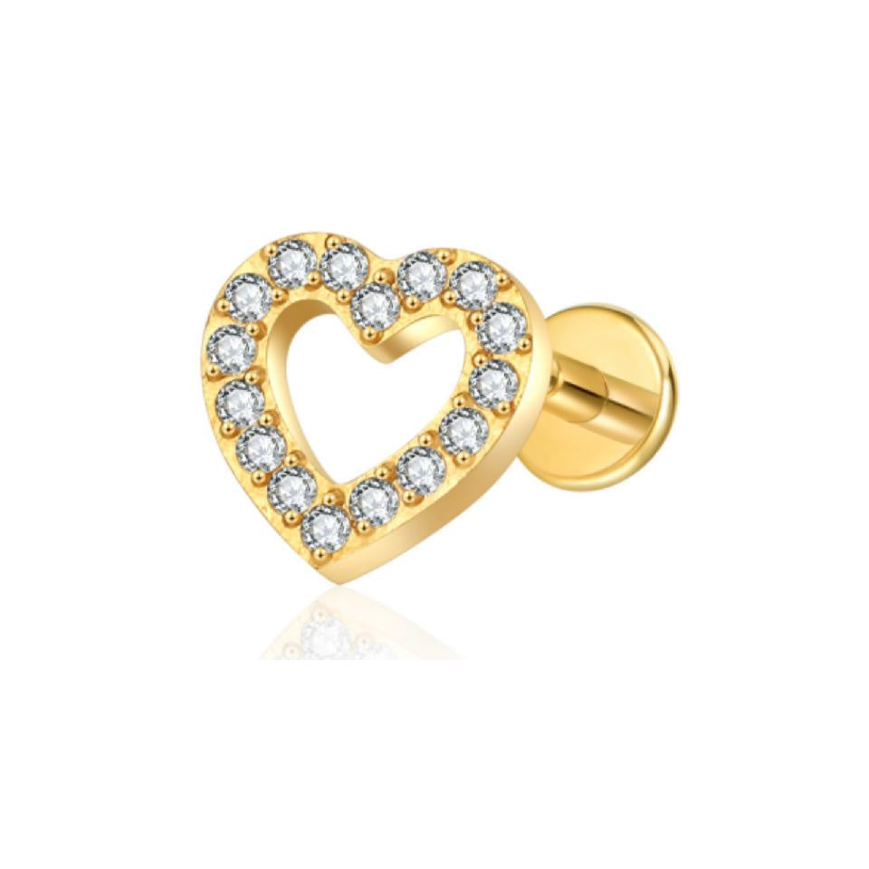 LABRET CORAZÓN CONTORNO RIEL TITANIO AMARILLO CIRCÓN BLANCO
