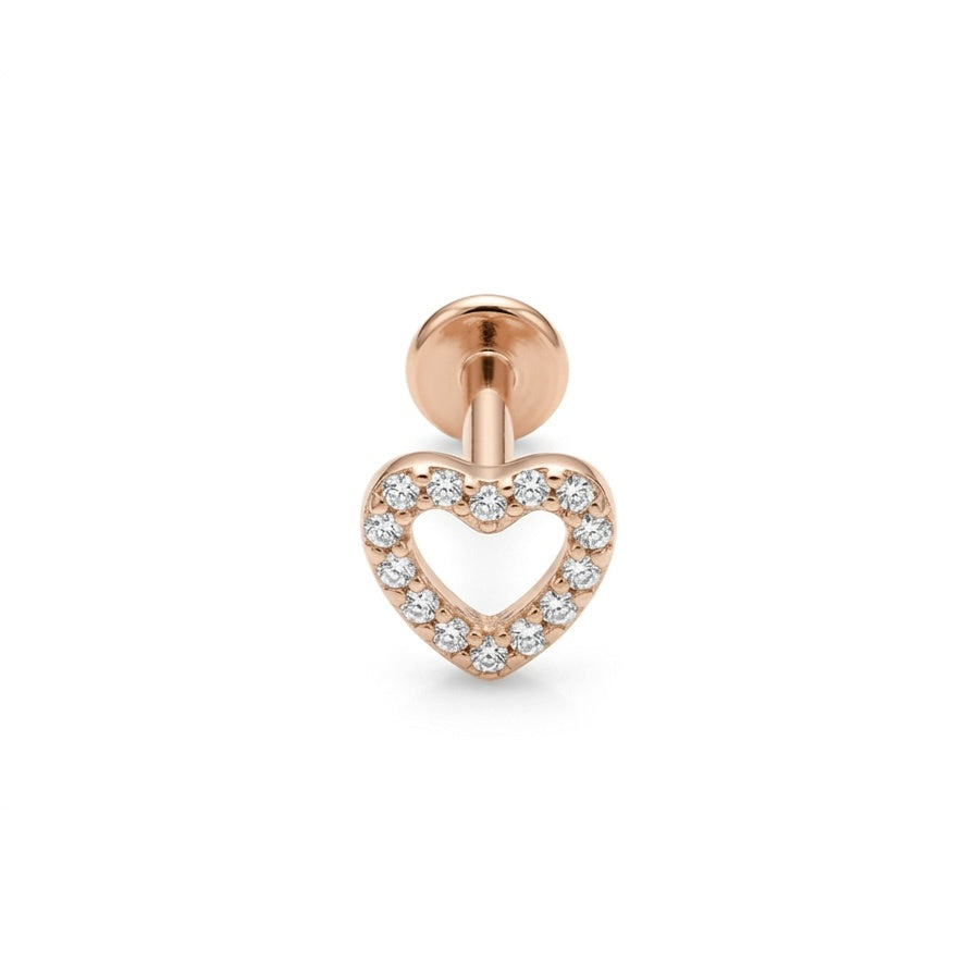 LABRET CORAZÓN CONTORNO RIEL TITANIO ROSA CIRCÓN