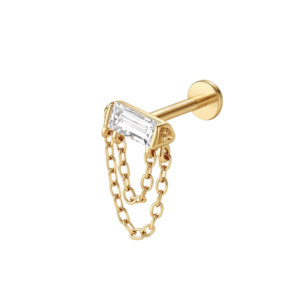 LABRET SOLITARIO CAJA CUADRADA ORO 750 AMARILLO