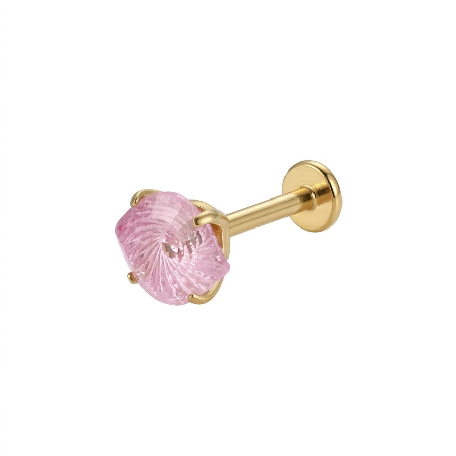 LABRET SOLITARIO CAJA OVALADA TITANIO AMARILLO CIRCÓN