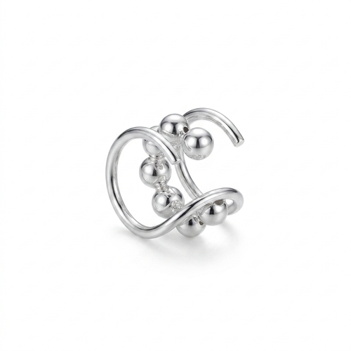 EARCUFF ESPIRAL MILITAR PLATA BLANCO