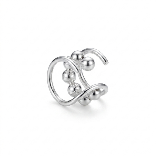 EARCUFF ESPIRAL MILITAR PLATA BLANCO