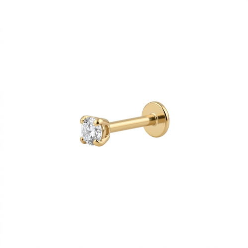 LABRET SOLITARIO UÑAS REDONDA ORO 730 AMARILLO CIRCÓN BLANCO