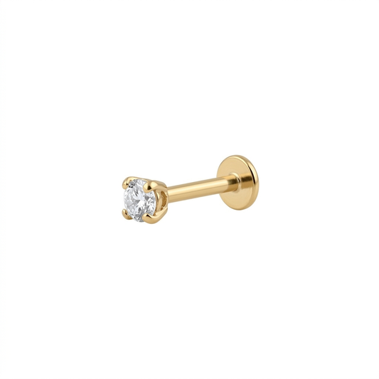 LABRET SOLITARIO UÑAS REDONDA ORO 730 AMARILLO CIRCÓN BLANCO