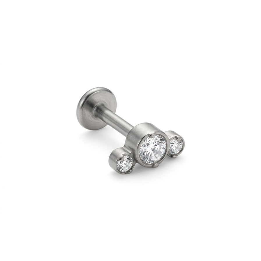 LABRET TERMINAL CURVO, ORUGA TITANIO BLANCO CIRCÓN