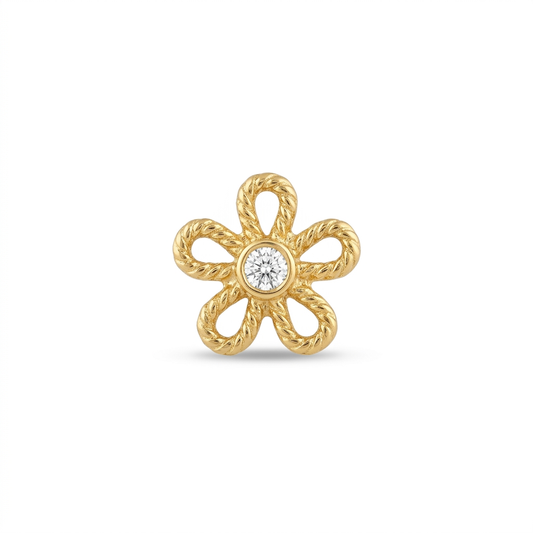 TOP ESTÁNDAR FLOR CONTORNO LISO ORO 730 AMARILLO CIRCÓN BLANCO