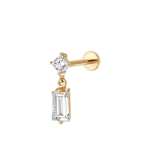 LABRET SOLITARIO CAJA CUADRADA ORO 750 AMARILLO