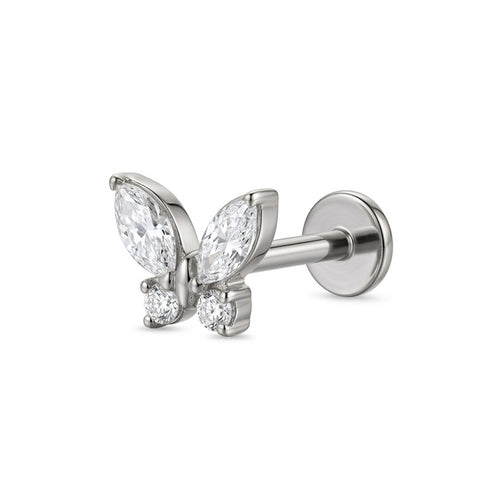 LABRET MARIPOSA TITANIO BLANCO CIRCÓN