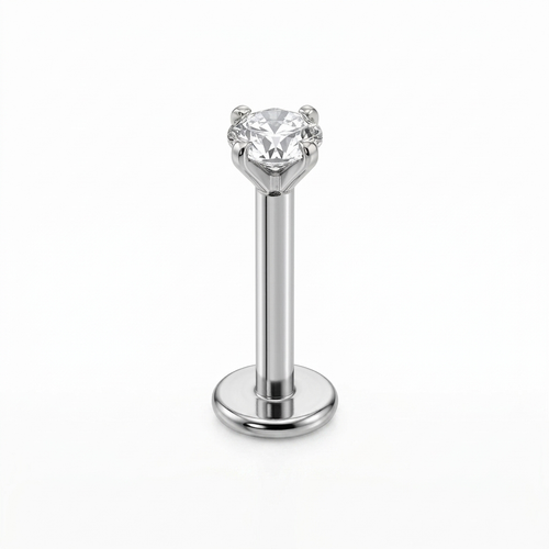 LABRET SOLITARIO UÑAS REDONDA ACERO BLANCO CIRCÓN BLANCO