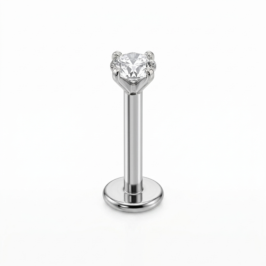 LABRET SOLITARIO UÑAS REDONDA ACERO BLANCO CIRCÓN BLANCO