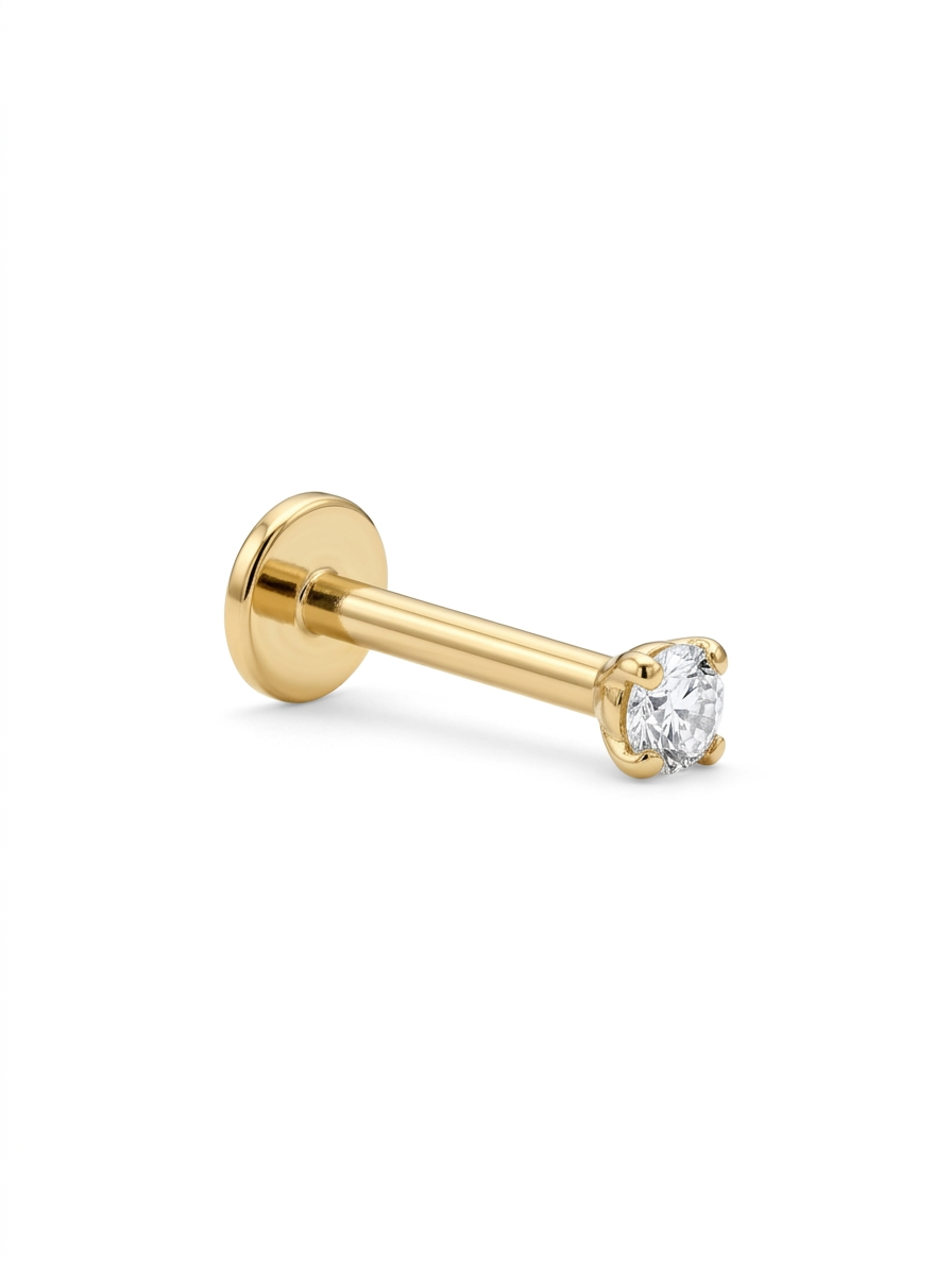 LABRET SOLITARIO UÑAS REDONDA TITANIO AMARILLO CIRCÓN