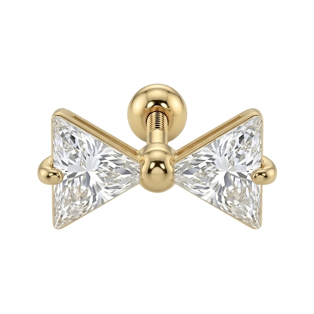 LABRET MOÑO ACERO AMARILLO CIRCÓN BLANCO