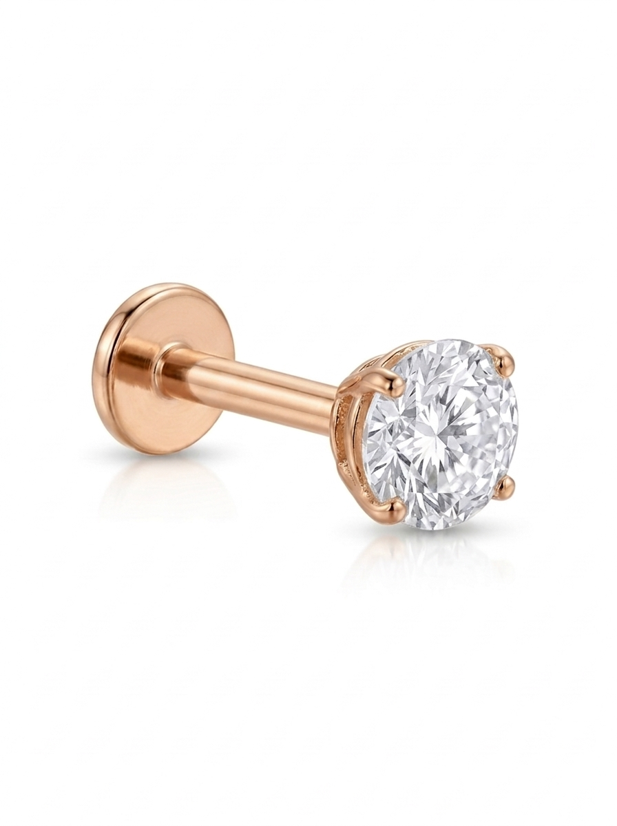 LABRET SOLITARIO UÑAS REDONDA TITANIO ROSA CIRCÓN