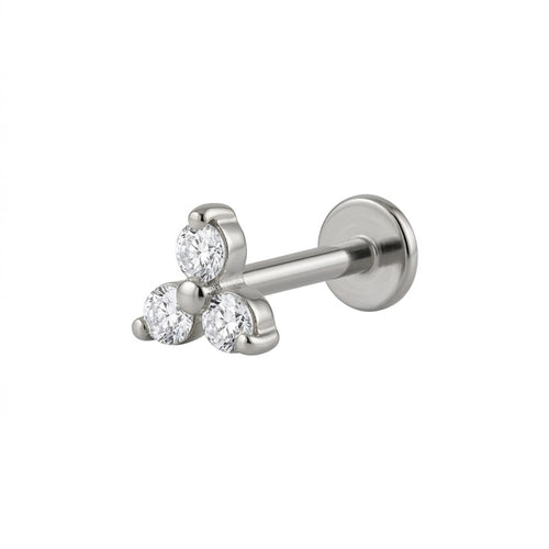 LABRET TREBOL TITANIO BLANCO CIRCÓN