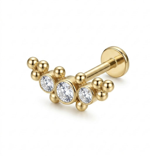 LABRET PRONES ACERO AMARILLO CIRCÓN BLANCO