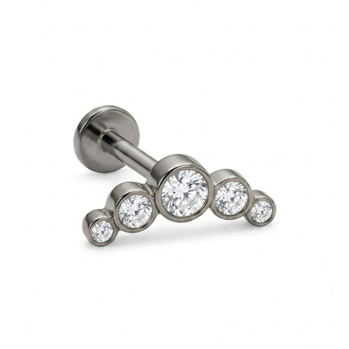 LABRET TERMINAL CURVO, ORUGA TITANIO BLANCO CIRCÓN