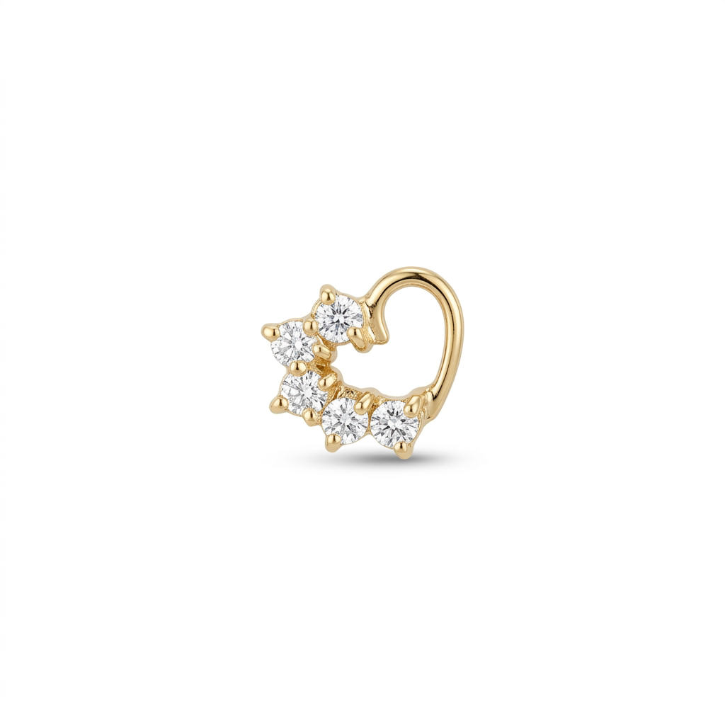 TOP ESTÁNDAR CORAZÓN ENGASTE UÑAS ORO 730 AMARILLO CIRCÓN BLANCO