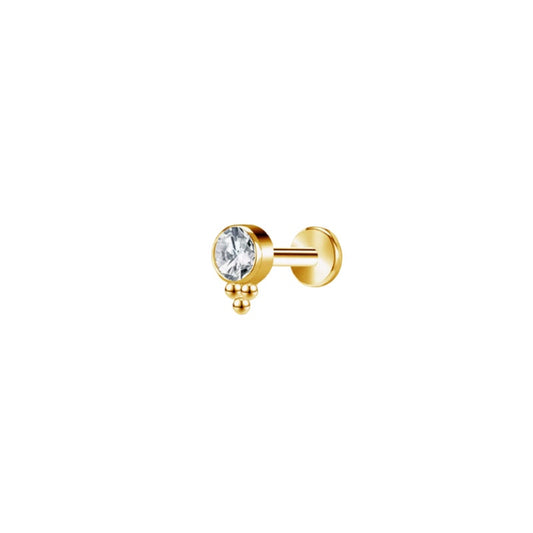 LABRET  TITANIO AMARILLO CIRCÓN BLANCO