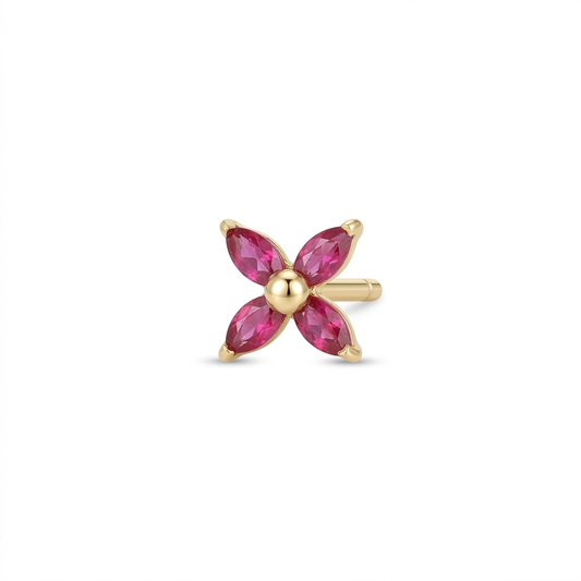 TOP ESTÁNDAR FLOR CUATRO PUNTAS ORO 730 AMARILLO CIRCÓN ROJO