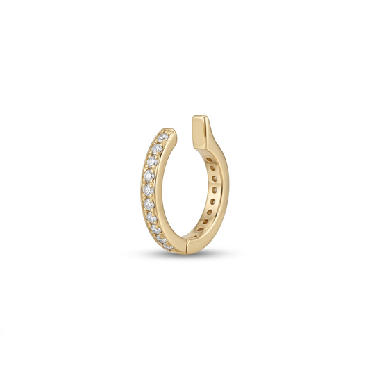 EARCUFF UN RIEL UÑAS ORO 730 AMARILLO CIRCÓN BLANCO
