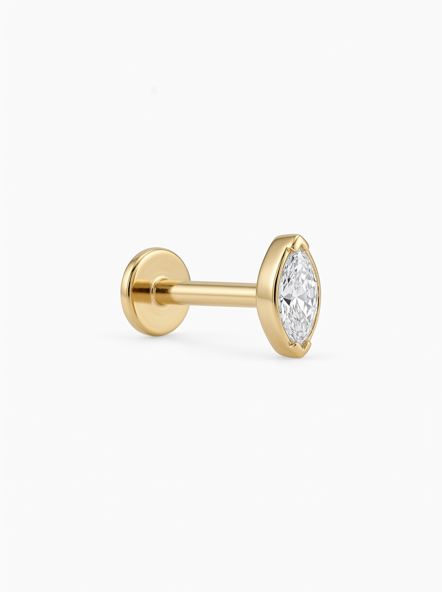 LABRET SOLITARIO MARQUIS TITANIO AMARILLO CIRCÓN