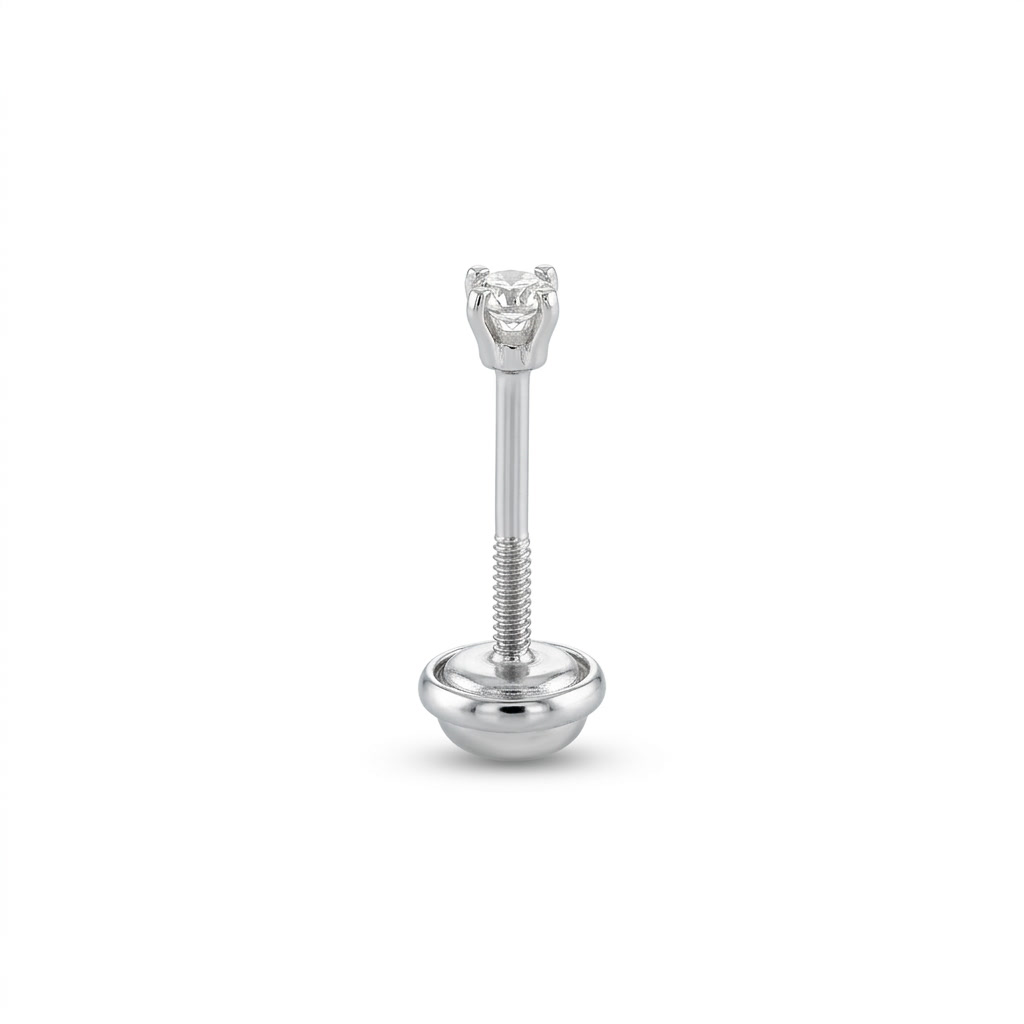 TOPOS SOLITARIO UÑAS REDONDA ORO 750 BLANCO