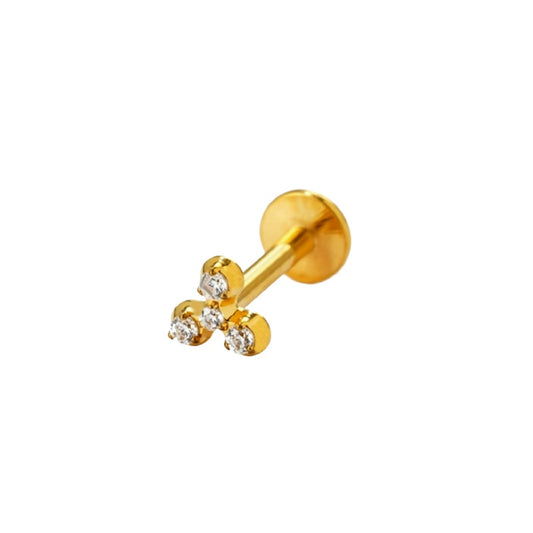 LABRET TREBOL TITANIO AMARILLO CIRCÓN BLANCO