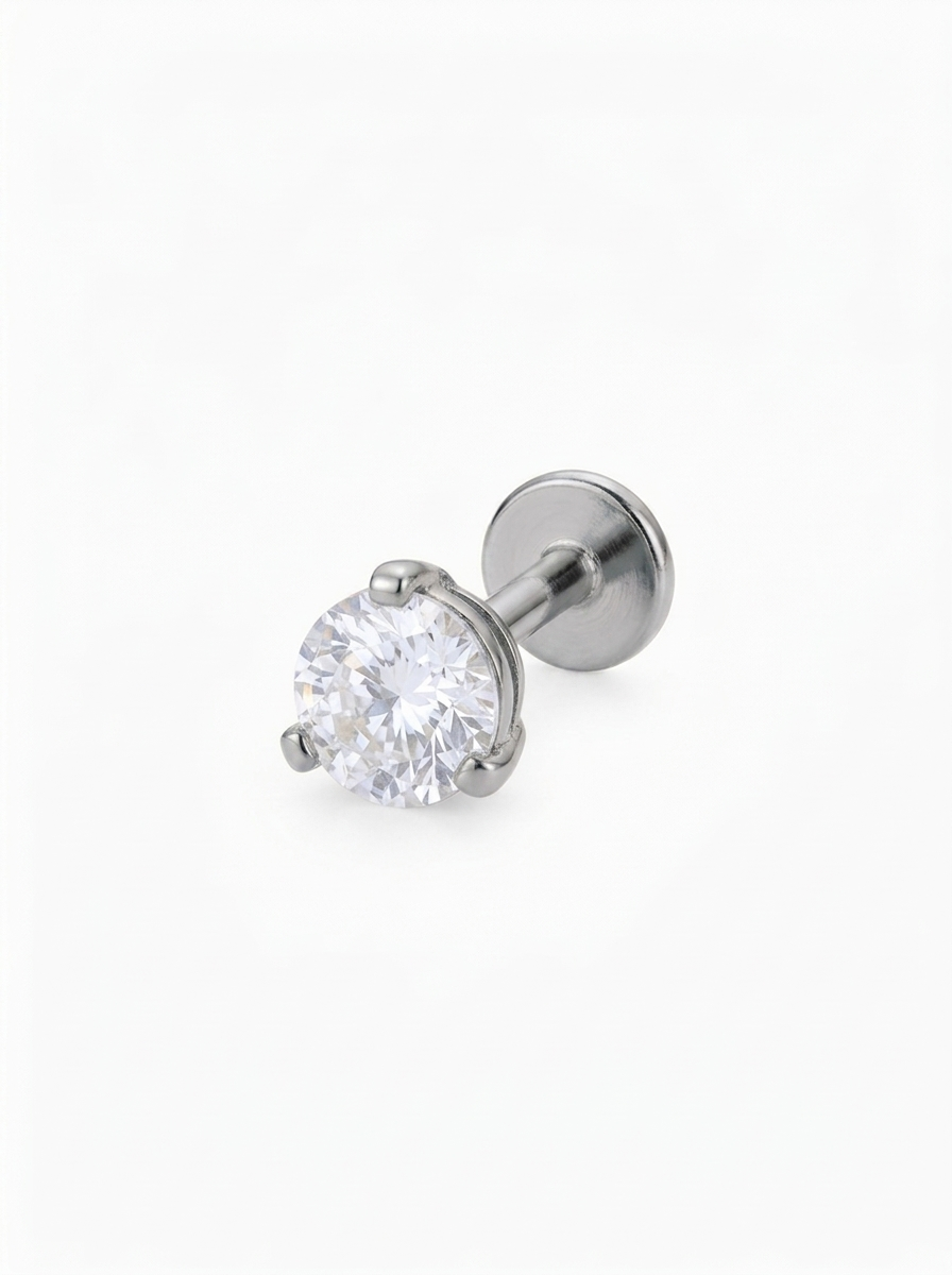 LABRET SOLITARIO UÑAS REDONDA TITANIO BLANCO CIRCÓN