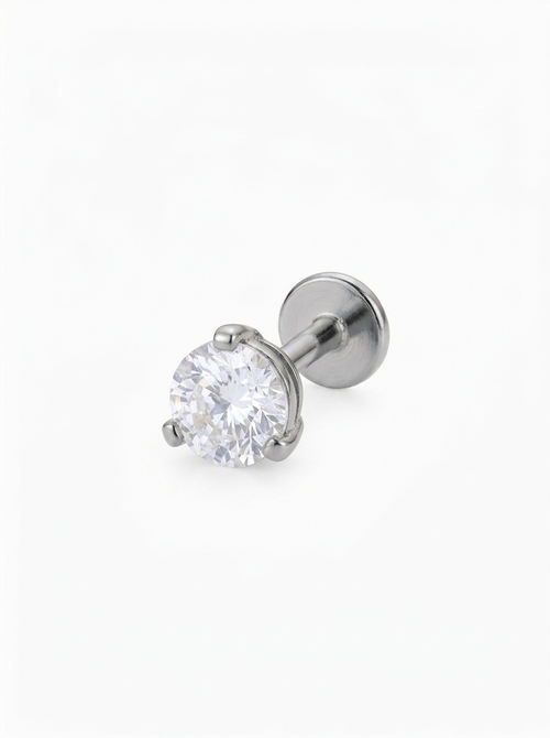 LABRET SOLITARIO UÑAS REDONDA TITANIO BLANCO CIRCÓN