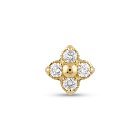 TOP ESTÁNDAR FLOR CUATRO PUNTAS ORO 730 AMARILLO CIRCÓN BLANCO