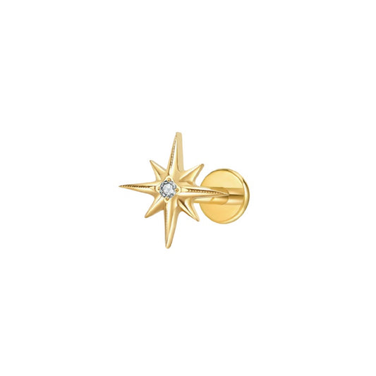 LABRET ESTRELLA TITANIO AMARILLO CIRCÓN BLANCO
